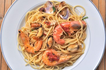 Spaghetti with seafood