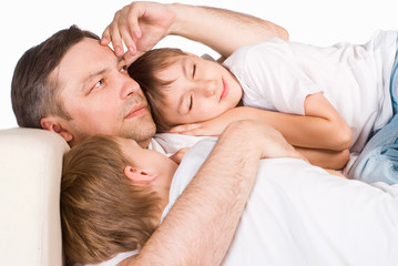Obraz na płótnie Canvas cute family sleeping