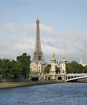 Paris - Eiffel tower and Alexandre III bridge