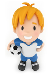 3D Render of Kid holding Soccer Ball