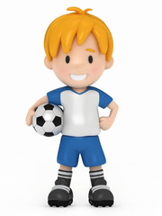 3D Render of Kid holding Soccer Ball