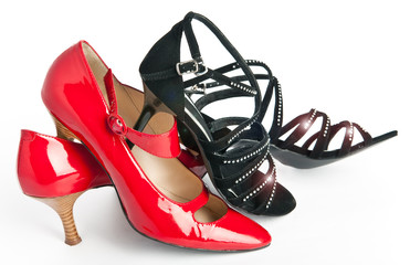 Female fashionable new shoes  of red and black color