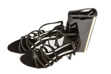 shoes on high heel and an evening handbag