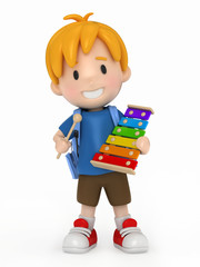 3D Render of Kid playing Xylophone