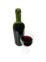 Red Wine Bottle and Glass