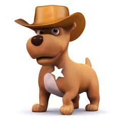 Fotobehang Wilde Westen 3d Hond is de sheriff van de stad