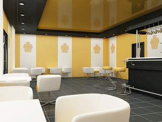 Interior of Restaurant. Modern Bar. Comfortable Cafe.