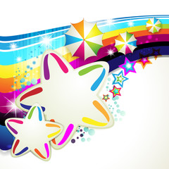 Obraz premium Colored background with colored stars and umbrellas