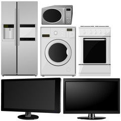 Set of of household appliances. vector