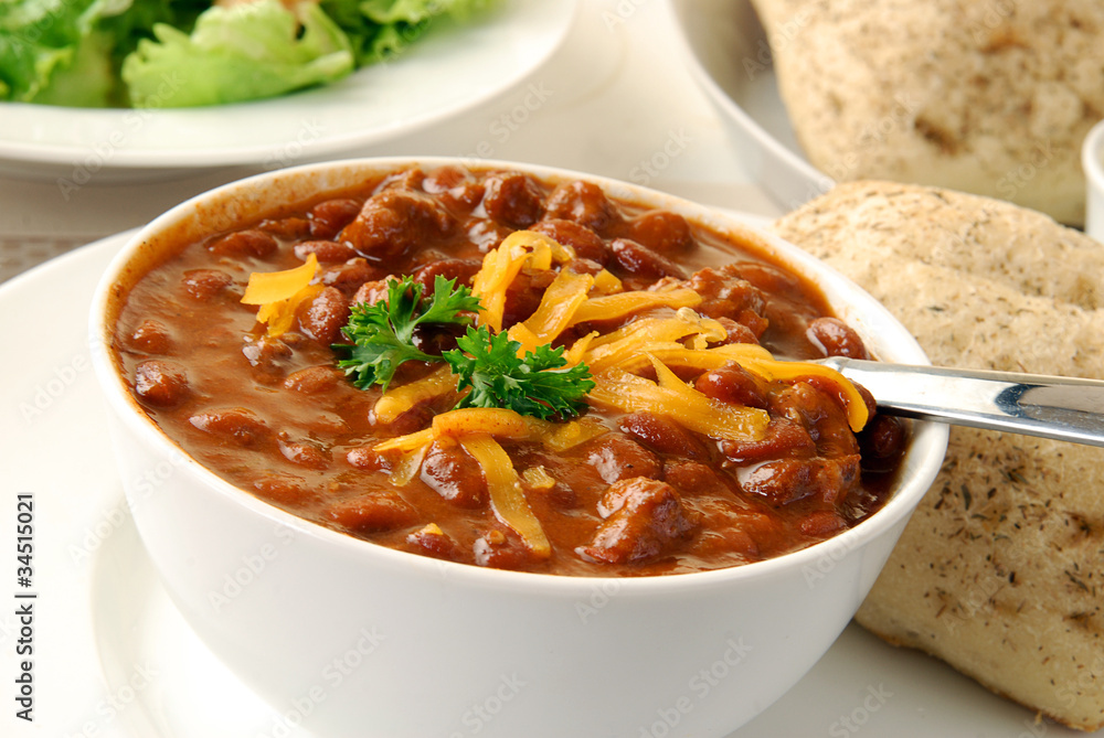 Poster chili with meat