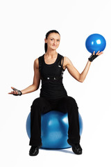 workout on the fit ball,studio shot