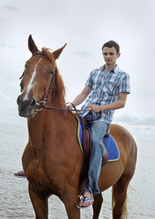 Fototapeta premium Man on horse