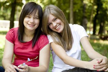 Two girlfriends at the park.