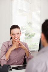 Businesswoman discussing with a man