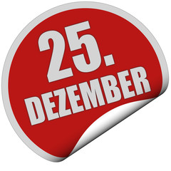 Sticker rot rund curl unten 25. DEZEMBER