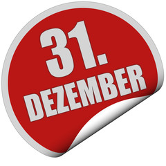 Sticker rot rund curl unten 31. DEZEMBER