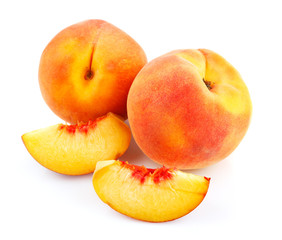fresh peach with cut isolated