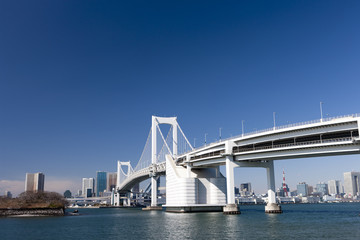 東京港とレインボーブリッジ