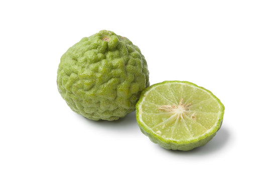 Whole and half Kaffir lime