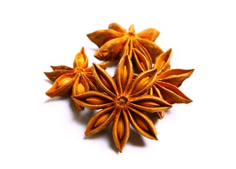 Pack of several anise stars isolated on white background