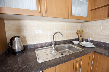 Sink and counter top in a kitchen