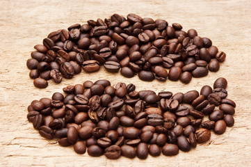 coffee beans on the board