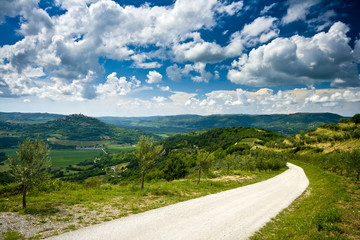 Panoramic view on the road close to Motovun