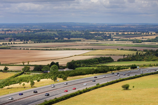 Motorway through an English landscape