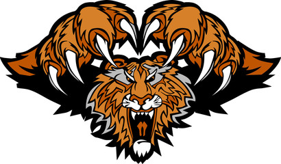 Tiger Mascot Pouncing Graphic Logo