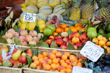 Fresh fruits on a fruit market
