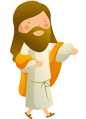Close-up of Jesus Christ walking