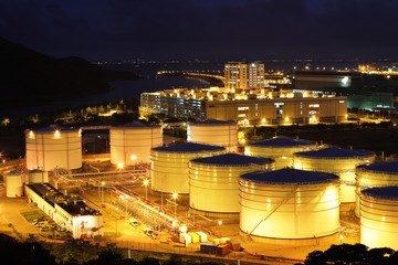 fuel tank at night