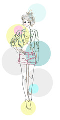 Creative hand painted fashion illustration