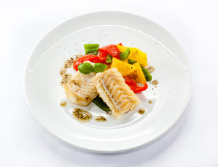 Fish dish - fried fish fillets and vegetables