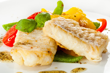 Fish dish - fried fish fillets and vegetables