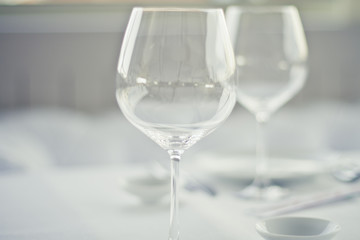 Close-up glass in front of another glass