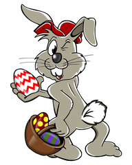 Osterhase mit Körbchen_farbig