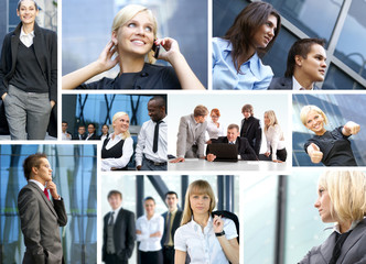 A collage of images with young business persons