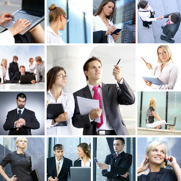 A collage of images with young business persons
