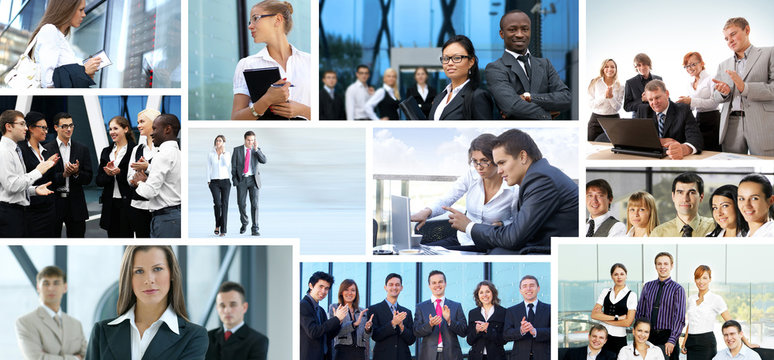 A collage of images with young business persons
