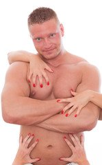 man with female hands