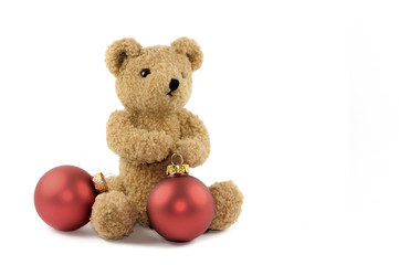 Teddy mit rote Kugeln