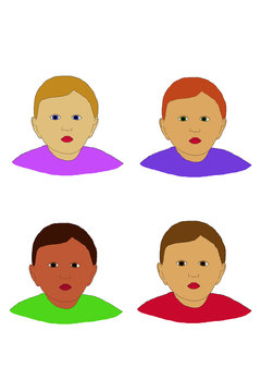 four faces illustration