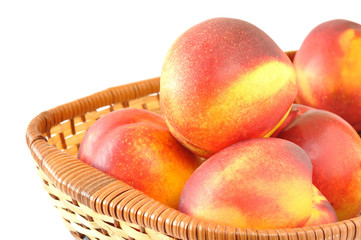 Basket of peaches, close-up