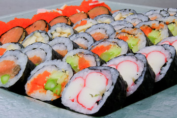 Sushi Japanese rice are arranged