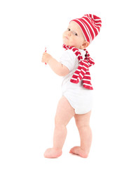 Baby mit Weihnachtsmütze