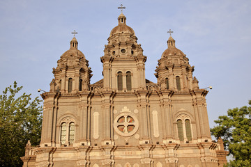 Fototapeta na wymiar St. Joseph Church Wangfujing Cathedral Facade Basilica Beijing
