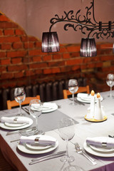 Tables set for meal