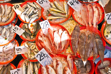 Naklejka premium fresh fish at the market