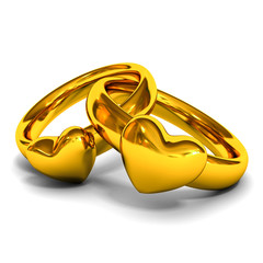 Gold rings with heart shape